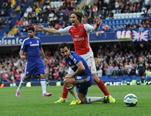 Chelsea V Arsenal 2014-15 Prints: Rosicky and Fabregas Clash: Chelsea vs. Arsenal, Premier League 2014-15