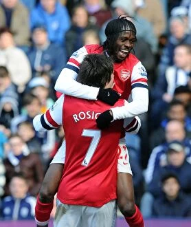 Images Dated 6th April 2013: Rosicky and Gervinho Celebrate Arsenal's Winning Goals Against West Bromwich Albion (2013)