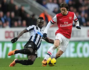 Newcastle United V Arsenal 2013-14 Prints: Rosicky Outmaneuvers Tiote: A Battle in the Midfield - Newcastle United vs Arsenal (2013-14)
