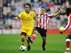 Rosicky vs Malbranque: A Battle at Stadium of Light in the 1:1 Arsenal-Sunderland Barclays Premier League Clash, September 18, 2010
