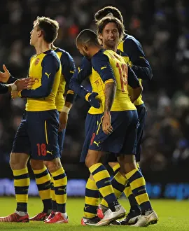 Brighton And Hove Albion V Arsenal - FA Cup 2014/15 Prints: Rosicky and Walcott Celebrate Arsenal's FA Cup Goals Against Brighton & Hove Albion
