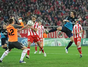 Olympiacos V Arsenal 2011-12 Prints: Rosicky's Leap Saved by Megyeri: Olympiacos vs Arsenal, UEFA Champions League, 2011