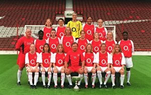 Arsenal Ladies Team Groups Gallery: back row (L: R) Hayley White, Sheuneen Ta, Emma Byrne