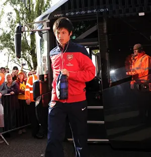 West Bromwich Albion V Arsenal 2013-14 Prints: Ryo Miyaichi: Arsenal Star's Arrival at The Hawthorns - West Bromwich Albion vs Arsenal (2013-14)