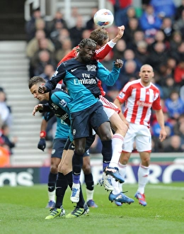 Stoke City V Arsenal 2011-12 Prints: Sagna vs. Crouch: Intense Battle in Stoke City vs. Arsenal (2011-12)