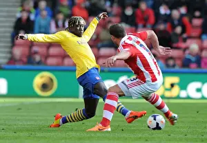 Stoke City V Arsenal 2013-14 Prints: Sagna vs Pieters: Intense Tackle in Stoke City vs Arsenal Premier League Clash