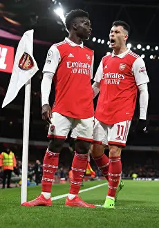Saka and Martinelli Celebrate First Arsenal Goal Against Everton in 2022-23 Premier League