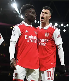 Saka and Martinelli Celebrate First Goal: Arsenal vs. Everton, Premier League 2022-23