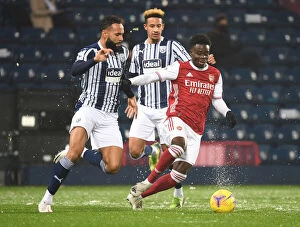 Images Dated 2nd January 2021: Saka Scores Past Bartley: Arsenal's Thrilling Victory at West Bromwich Albion (2020-21)