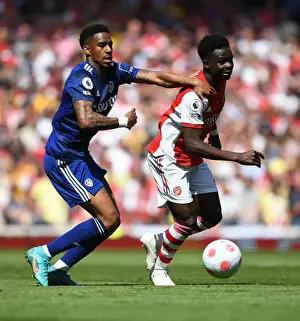 Arsenal V Leeds United 2021_22 Prints: Saka Scores Spectacular Win: Arsenal's Star Outmaneuvers Firpo in Thrilling Premier League Clash