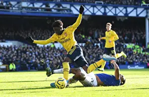 Everton V Arsenal 2019-20 Prints: Saka vs Mina: Intense Battle at Goodison Park - Everton vs Arsenal, Premier League 2019-20