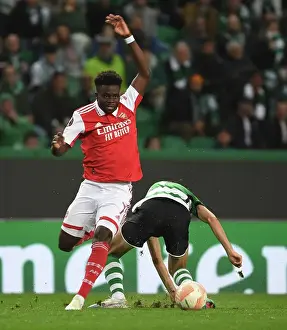 Sporting Lisbon V Arsenal 2022-23 Prints: Saka vs. Trincao: A Europa League Showdown - Arsenal's Battle at Sporting Lisbon