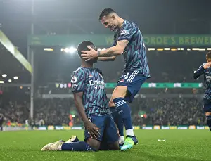 Saka and Xhaka Celebrate Arsenal's Goals Against Norwich City (December 2021)