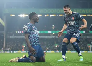 Saka and Xhaka Celebrate Arsenal's Triumph over Norwich City
