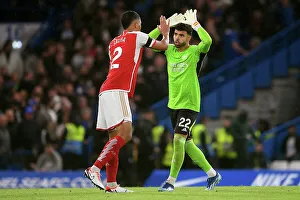 Saliba and Raya Share a Moment: Chelsea vs. Arsenal, Premier League 2023-24