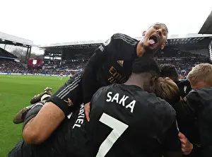 Aston Villa V Arsenal 2022-23 Prints: Saliba's Fortune: Arsenal's Third Goal Against Aston Villa (2022-23) - An Own Goal by Martinez