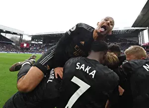 Aston Villa V Arsenal 2022-23 Prints: Saliba's Fortune: Arsenal's Third Goal in Aston Villa Rivalry (2022-23)