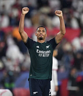 Images Dated 25th October 2023: Saliba's Triumph: Arsenal's Champions League Victory at Sevilla