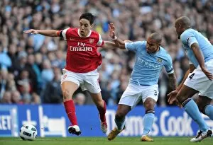 Images Dated 24th October 2010: Sami Nasri (Arsenal) Nigel De Jong and Vincent Kompany (Man City). Manchester City 0