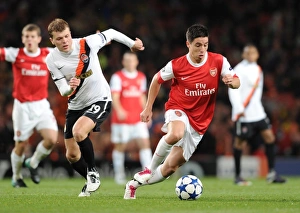 Arsenal v Shaktar Donetsk 2010 - 11 Collection: Sami Nasri (Arsenal) Olexiy Gai (Shakhtar). Arsenal 5: 1 Shakhtar Donetsk