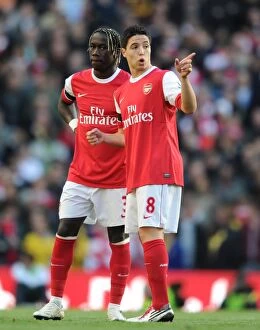 Manchester City v Arsenal 2010-11 Collection: Sami Nasri and Bacary Sagna (Arsenal). Manchester City 0: 3 Arsenal, Barclays Premier League