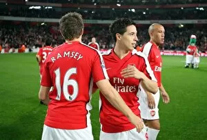 Arsenal v Liverpool - Carling Cup 2009-10 Collection: Samir Nasri and Aaron Ramsey (Arsenal)