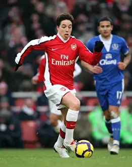 Arsenal V Everton 2009-10 Prints: Samir Nasri of Arsenal in Action Against Everton at Emirates Stadium during Barclays Premier League Match