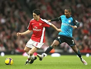 Images Dated 15th November 2008: Samir Nasri (Arsenal) Ashley Young (Aston Villa)