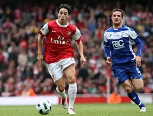 Arsenal v Birmingham City 2010-11 Collection: Samir Nasri (Arsenal) Barry Ferguson (Birmingham). Arsenal 2: 1 Birmingham City