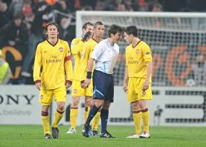 Shakhtar Donetsk v Arsenal 2010-11 Collection: Samir Nasri (Arsenal) clashes with referee Massimo Busacca. Shakhtar Donetsk 2: 1 Arsenal
