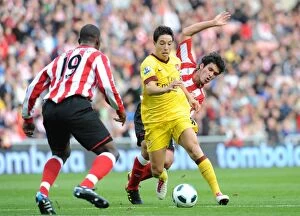 Images Dated 18th September 2010: Samir Nasri (Arsenal) Cristian Riveros and Titus Bramble(Sunderland). Sunderland 1