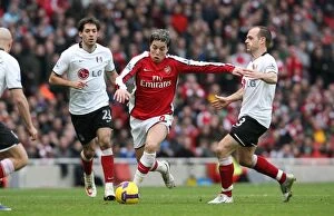 Arsenal v Fulham 2008-9 Gallery: Samir Nasri (Arsenal) Danny Murphy & Clint Dempsey (Fulham)