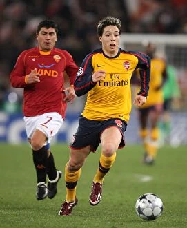 Images Dated 11th March 2009: Samir Nasri (Arsenal) David Pizarro (Roma)