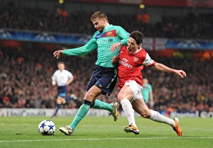 Arsenal v Barcelona 2010-11 Gallery: Samir Nasri (Arsenal) Gerard Pique (Barcelona). Arsenal 2: 1 Barcelona, UEFA Champions League
