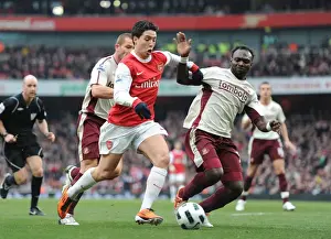 Arsenal V Sunderland 2010-11 Prints: Samir Nasri (Arsenal) John Mensah and Phil Bardsley (Sunderland). Arsenal 0: 0 Sunderland
