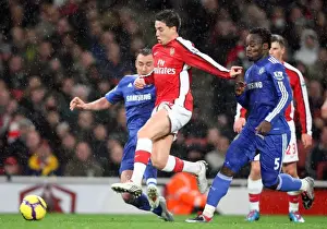 Arsenal V Chelsea 2009-10 Prints: Samir Nasri (Arsenal) John Terry and Michael Essien (Chelsea). Arsenal 0: 3 Chelsea