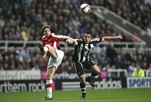 Newcastle United v Arsenal 2008-9 Collection: Samir Nasri (Arsenal) Jose Enrique (Newcastle)