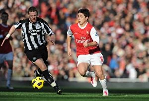 Images Dated 7th November 2010: Samir Nasri (Arsenal) Kevin Nolan (Newcastle). Arsenal 0: 1 Newcastle United
