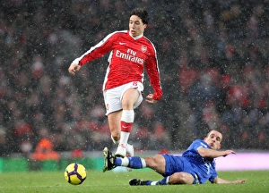 Samir Nasri (Arsenal) Leon Osman (Everton). Arsenal 2:2 Everton. Barclays Premier League Samir Nasri (Arsenal) Leon Osman (Everton). Arsenal 2:2 Everton. Barclays Premier League