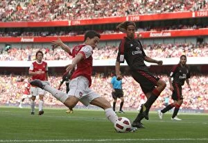 Arsenal v AC Milan 2010-11 Collection: Samir Nasri (Arsenal) Luca Antonini (Milan). Arsenal 1: 1 AC Milan. Emirates Cup Pre Season