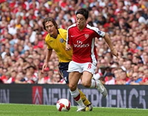 Images Dated 16th August 2008: Samir Nasri (Arsenal) Marek Cech (West Brom)