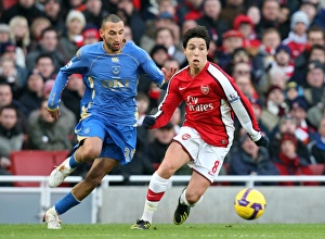 Arsenal V Portsmouth 2008-09 Prints: Samir Nasri (Arsenal) Nadir Belhadj (Portsmouth)