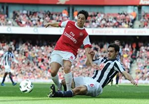 Images Dated 25th September 2010: Samir Nasri (Arsenal) Pablo Ibanez (WBA). Arsenal 2: 3 West Bromwich Albion