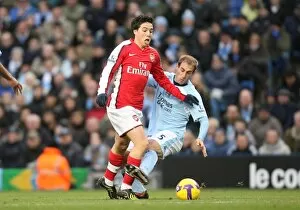 Manchester City v Arsenal 2008-09 Collection: Samir Nasri (Arsenal) Pablo Zabaleta (Man City)