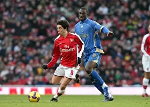 Images Dated 28th December 2008: Samir Nasri (Arsenal) Papa Bouba Diop (Portsmouth)