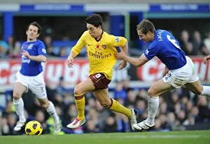 Samir Nasri (Arsenal) Phil Jagielka (Everton). Everton 1: 2 Arsenal, Barclays Premier League