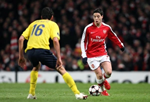 Arsenal V Barcelona 2009-10 Prints: Samir Nasri (Arsenal) Sergio Busquets (Barcelona). Arsenal 2: 2 Barcelona