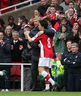 Samir Nasri and Arsene Wenger: Celebrating Arsenal's 2-1 Victory Over Manchester United