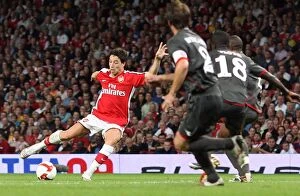 Arsenal v FC Twente 2008-09 Collection: Samir Nasri breaks past Douglas to score the 1st Arsenal goal
