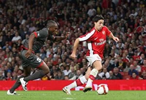 Arsenal v FC Twente 2008-09 Collection: Samir Nasri breaks past Edson Braafheid to score the 1st Arsenal goal
